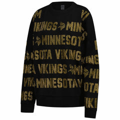 NFL Minnesota Vikings Gameday Couture Women's Oversized Hype Era Rhinestone Text Sweatshirt