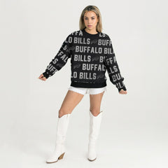 NFL Buffalo Bills Gameday Couture Women's Oversized Hype Era Rhinestone Text Sweatshirt