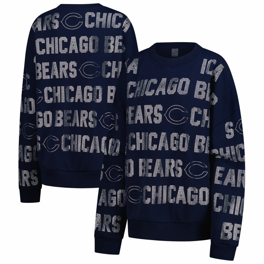 NFL Chicago Bears Gameday Couture Women's Oversized Hype Era Rhinestone Text Sweatshirt