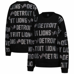 NFL Detroit Lions Gameday Couture Women's Oversized Hype Era Rhinestone Text Sweatshirt