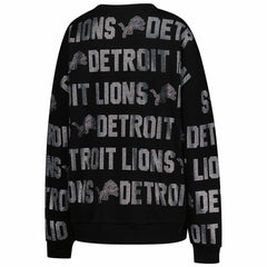 NFL Detroit Lions Gameday Couture Women's Oversized Hype Era Rhinestone Text Sweatshirt