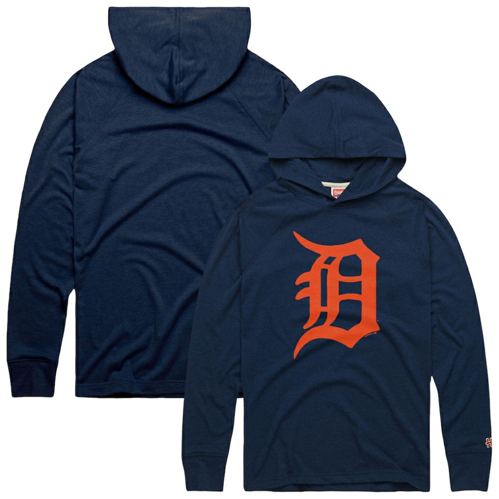 Detroit Tigers Homage Lightweight Raglan Tri-Blend Pullover Hoodie - Navy