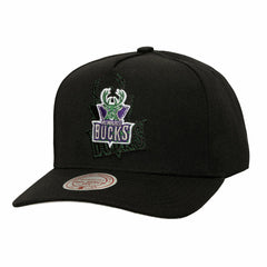 Milwaukee Bucks Tilted Pro Pinch Adjustable Hat - Black | Mitchell & Ness on sale
