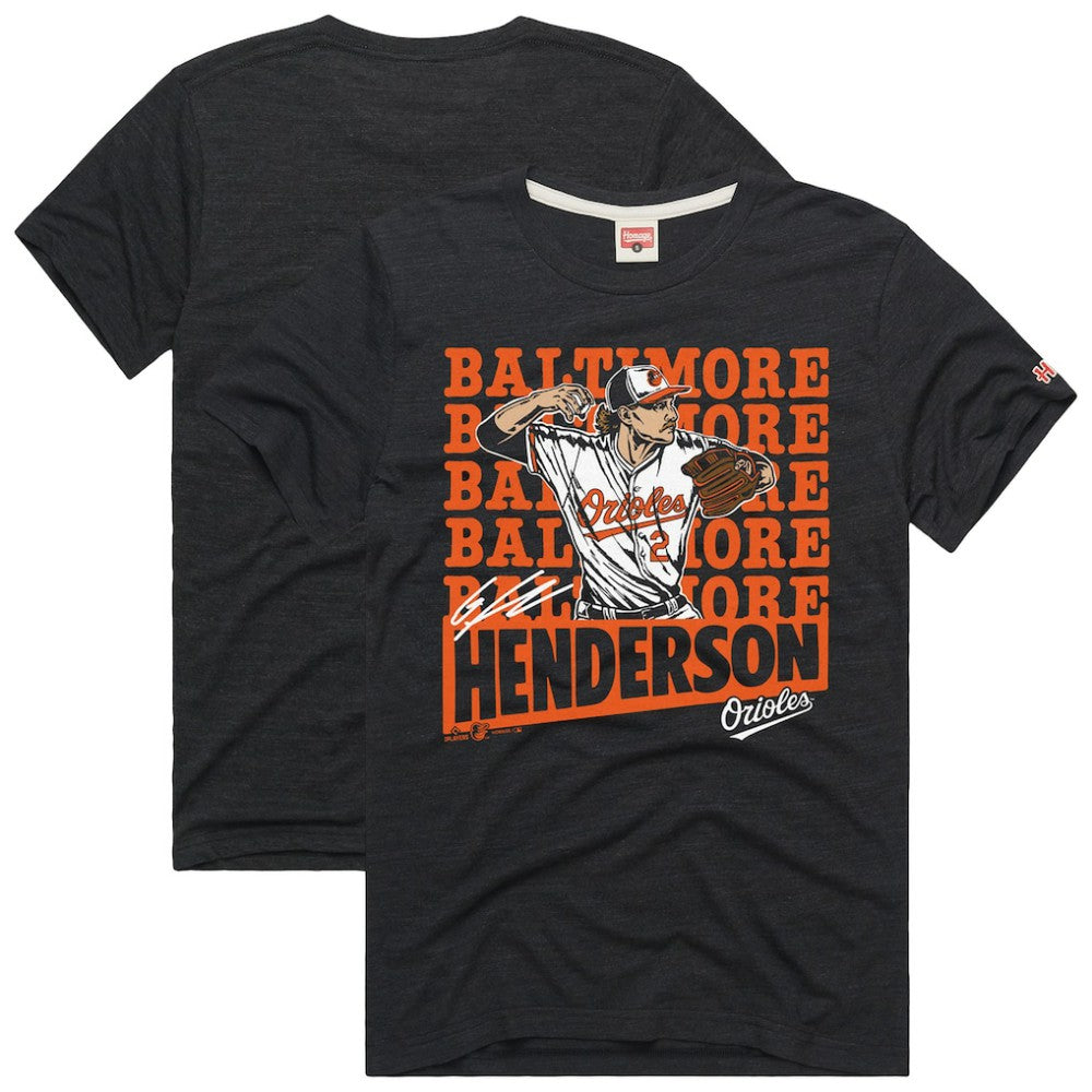 Gunnar Henderson Baltimore Orioles Homage Graphic Player T-Shirt - Charcoal