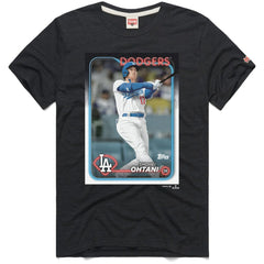Shohei Ohtani Los Angeles Dodgers Homage 2024 Topps Baseball Card Player T-Shirt - Charcoal