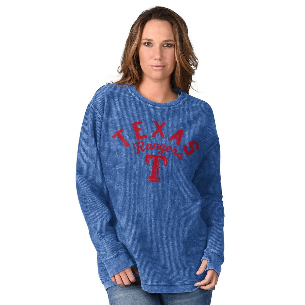 Texas Rangers G-III 4Her by Carl Banks Women's Comfy Cord Pullover Sweatshirt - Royal