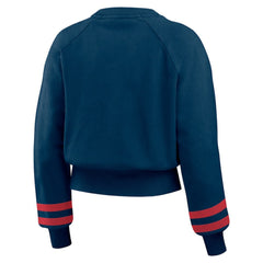 Boston Red Sox WEAR by Erin Andrews Women's Vintage Washed Cropped Pullover Sweatshirt - Navy