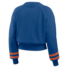 New York Mets WEAR by Erin Andrews Women's Vintage Washed Cropped Pullover Sweatshirt - Royal