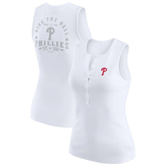 Philadelphia Phillies WEAR by Erin Andrews Women's Rib-Knit Henley Tank Top - White
