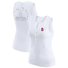 St. Louis Cardinals WEAR by Erin Andrews Women's Rib-Knit Henley Tank Top - White