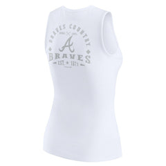 Atlanta Braves WEAR by Erin Andrews Women's Rib-Knit Henley Tank Top - White