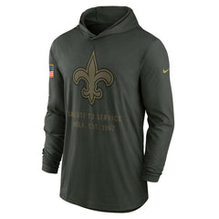 NFL New Orleans Saints 2025 Salute to Service Sideline Dri-FIT Lightweight Hooded Pullover