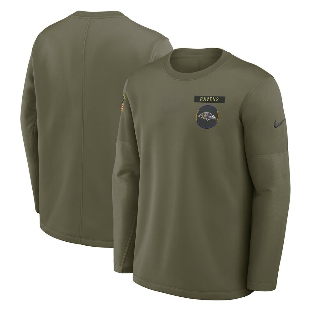 NFL Baltimore Ravens 2025 Salute to Service Sideline Coaches Therma-FIT Long Sleeve Shirt