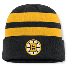 Boston Bruins Fanatics Fundamental Swipe Stripe Cuffed Knit Hat
