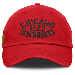 Chicago Blackhawks Fanatics Fundamentals Archer Adjustable Hat