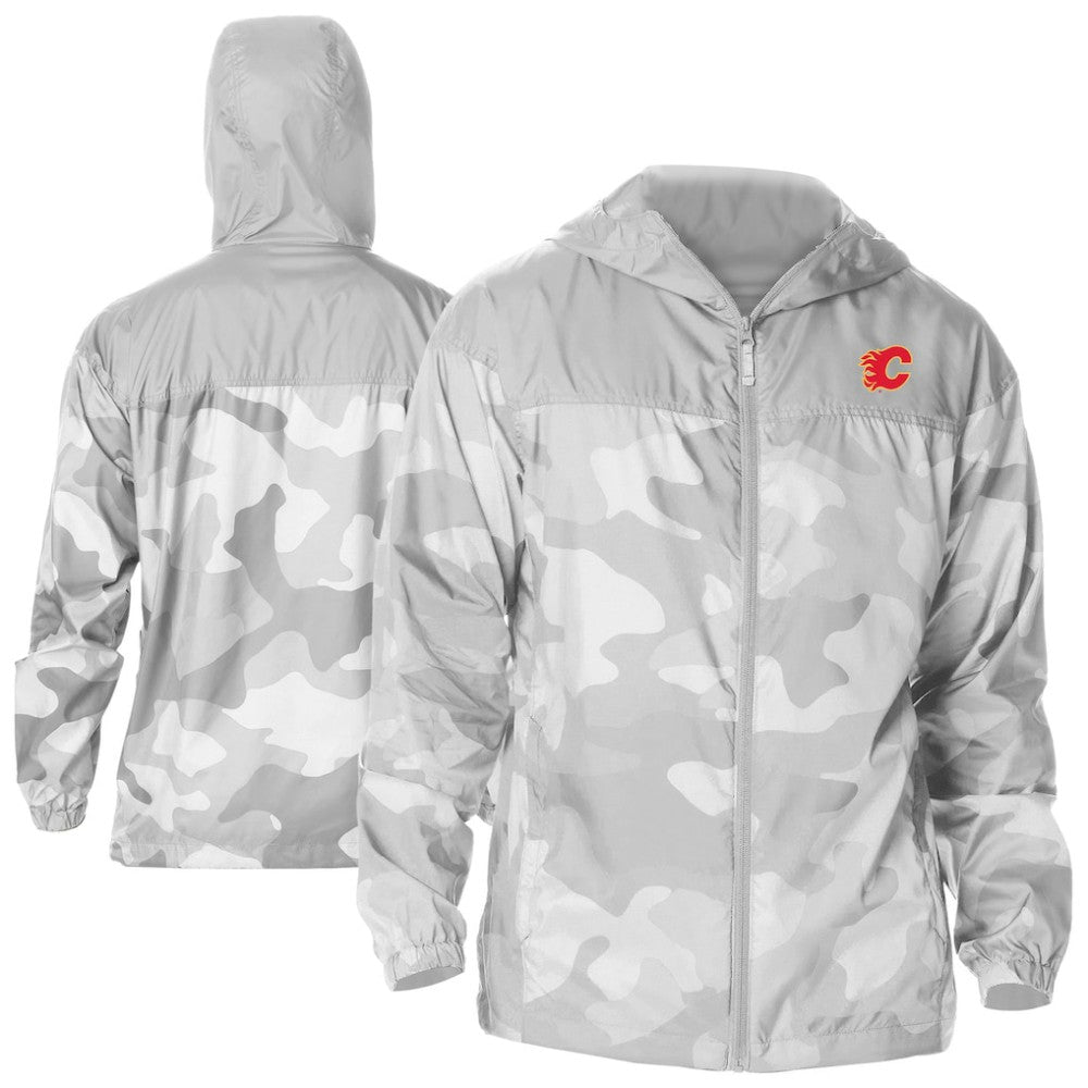 Calgary Flames Columbia Camo Flash Challenger Omni-Shade Full-Zip Hoodie Windbreaker
