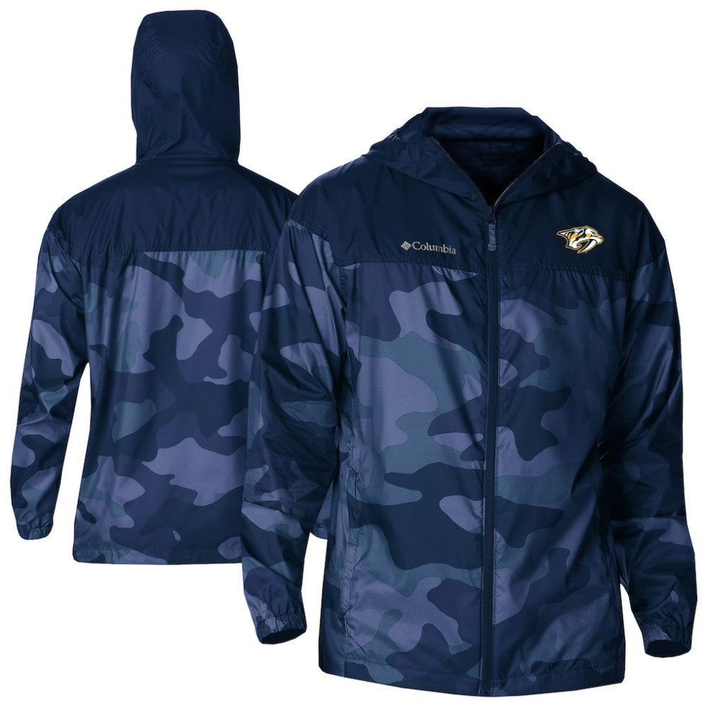 Nashville Predators Columbia Camo Flash Challenger Omni-Shade Full-Zip Hoodie Windbreaker