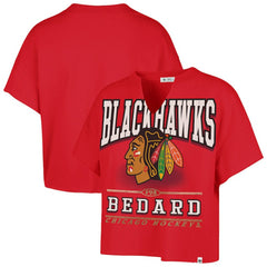 Connor Bedard Chicago Blackhawks '47 Women's Elation Name & Number Oversized Notch Neck T-Shirt
