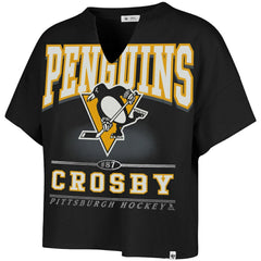 Sidney Crosby Pittsburgh Penguins '47 Women's Elation Name & Number Oversized Notch Neck T-Shirt