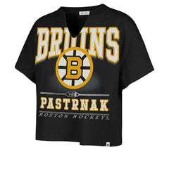 David Pastrnak Boston Bruins '47 Women's Elation Name & Number Oversized Notch Neck T-Shirt