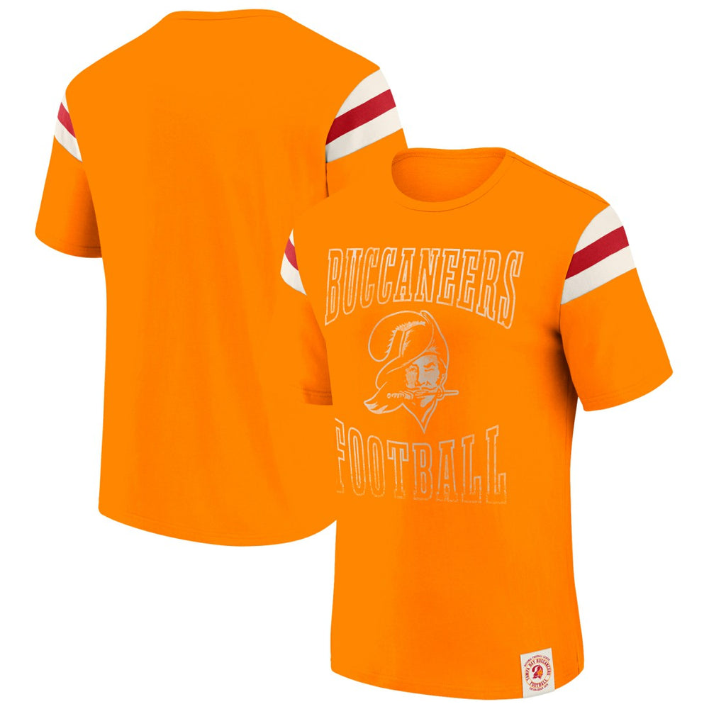 NFL Tampa Bay Buccaneers Darius Rucker Collection Distressed Throwback Shoulder Stripe T-Shirt
