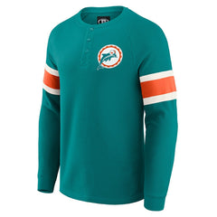 NFL Miami Dolphins Darius Rucker Collection Waffle-Knit Raglan Long Sleeve Henley T-Shirt