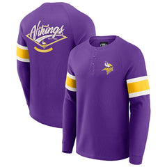 NFL Minnesota Vikings Darius Rucker Collection Waffle-Knit Raglan Long Sleeve Henley T-Shirt