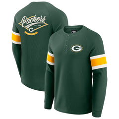 NFL Green Bay Packers Darius Rucker Collection Waffle-Knit Raglan Long Sleeve Henley T-Shirt