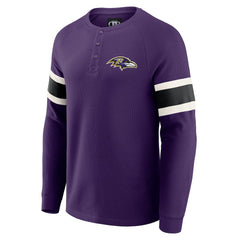 NFL Baltimore Ravens Darius Rucker Collection Waffle-Knit Raglan Long Sleeve Henley T-Shirt