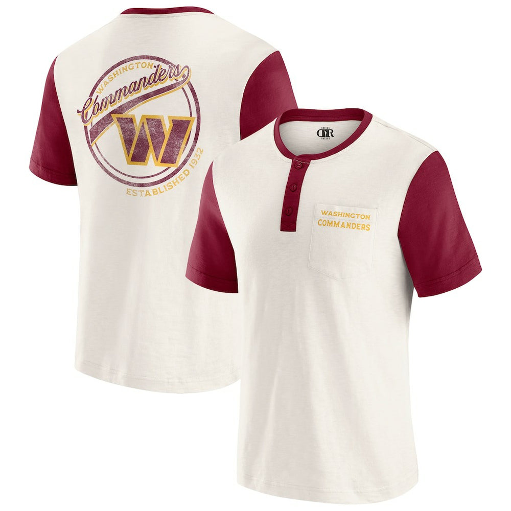 NFL Washington Commanders Darius Rucker Collection Henley Colorblock Slub Pocket T-Shirt