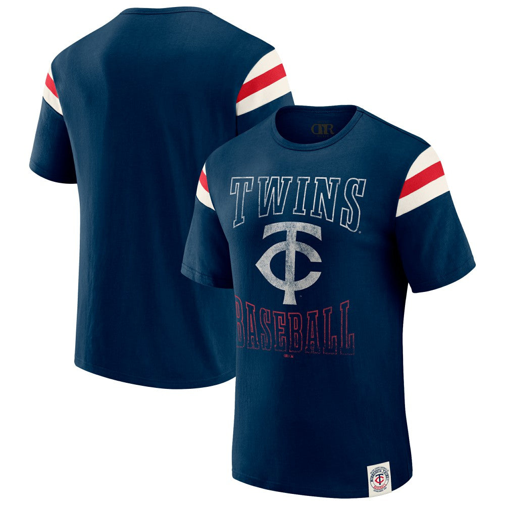 Minnesota Twins Darius Rucker Collection Distressed Sleeve Stripe T-Shirt - Navy
