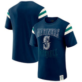 Seattle Mariners Darius Rucker Collection Distressed Sleeve Stripe T-Shirt - Navy