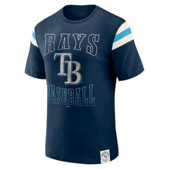 Tampa Bay Rays Darius Rucker Collection Distressed Sleeve Stripe T-Shirt - Navy
