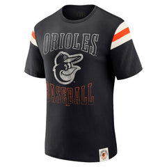 Baltimore Orioles Darius Rucker Collection Distressed Sleeve Stripe T-Shirt - Black