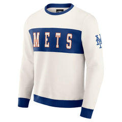 New York Mets Darius Rucker Collection Colorblock Crewneck Sweatshirt - Cream