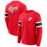 Cincinnati Reds Darius Rucker Collection Waffle-Knit Raglan Long Sleeve Henley T-Shirt - Red