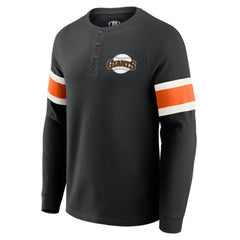 San Francisco Giants Darius Rucker Collection Waffle-Knit Raglan Long Sleeve Henley T-Shirt - Black