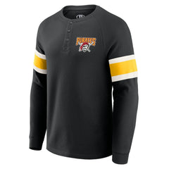 Pittsburgh Pirates Darius Rucker Collection Waffle-Knit Raglan Long Sleeve Henley T-Shirt - Black