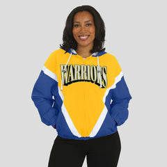 Golden State Warriors WEAR by Erin Andrews Women's Colorblock Full-Zip Hoodie Windbreaker Jacket sale - Gold/Royal sale