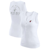 Miami Heat WEAR by Erin Andrews Women's Rib-Knit Henley Tank Top - White discount
