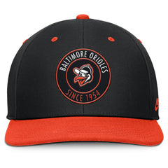 Baltimore Orioles Cooperstown Collection Pro Dri-FIT Snapback Hat - Black/Orange | Nike