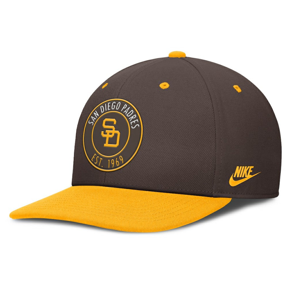 San Diego Padres Cooperstown Collection Pro Dri-FIT Snapback Hat - Brown/Gold | Nike