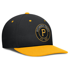 Pittsburgh Pirates Cooperstown Collection Pro Dri-FIT Snapback Hat - Black/Gold | Nike