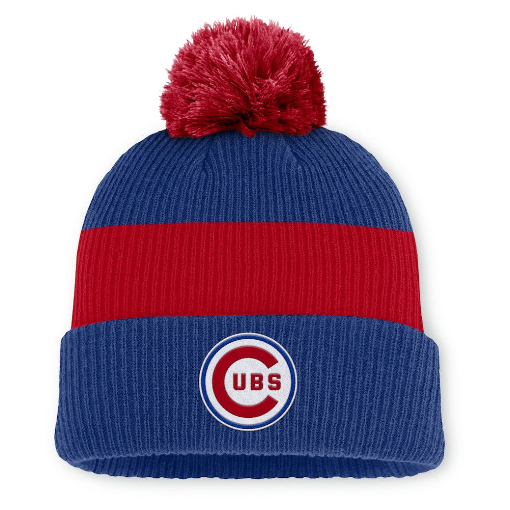 Chicago Cubs Cooperstown Collection Peak Standard Cuffed Knit Hat with Pom - Royal/Red | Nike