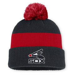 Chicago White Sox Cooperstown Collection Peak Standard Cuffed Knit Hat with Pom - Navy/Red | Nike