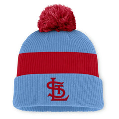 St. Louis Cardinals Cooperstown Collection Peak Standard Cuffed Knit Hat with Pom - Light Blue/Red | Nike