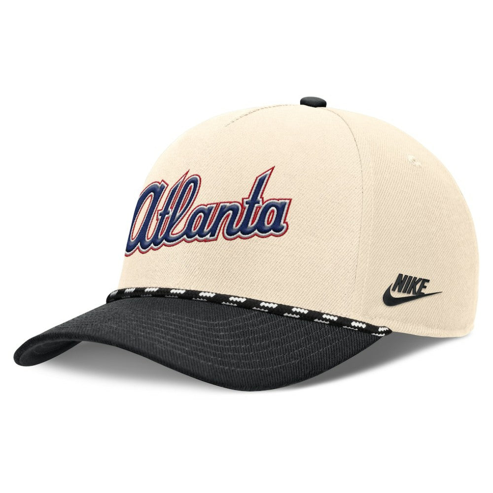 Atlanta Braves Cooperstown Collection Rise Adjustable Hat - Natural/Black | Nike