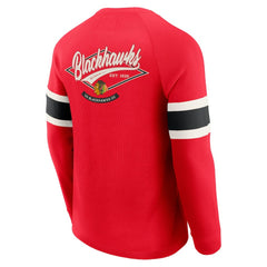 Chicago Blackhawks Darius Rucker Collection by Fanatics Waffle-Knit Raglan Long Sleeve Henley T-Shirt