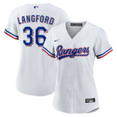 Wyatt Langford Texas Rangers Women's Home Replica Jersey - White | Nike