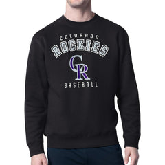 Colorado Rockies Starter Team Logo Fleece Pullover Sweatshirt - Black